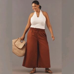 Anthropologie Linen Pull-On Pants